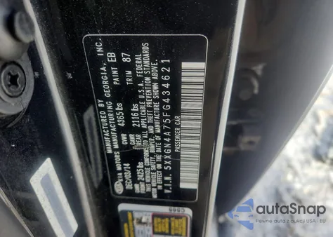 2015 Kia Optima Ex из США, поврежденный, VIN 5XXGN4A75FG434621